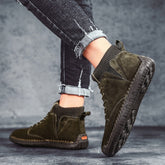 Trendy Fashion Big Yards Shoes Hand Stitching Mid-Top Men's Cotton Boots Korean Version Casual Shoes - Fashionner